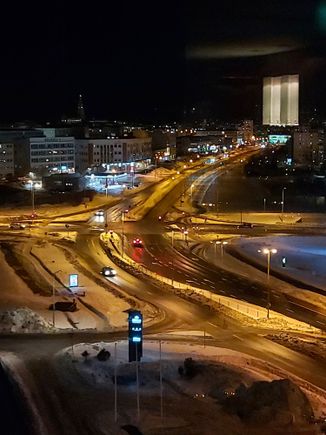 View from lounge at night 