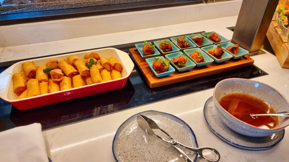 Spring rolls and pork belly. Nom Nom.