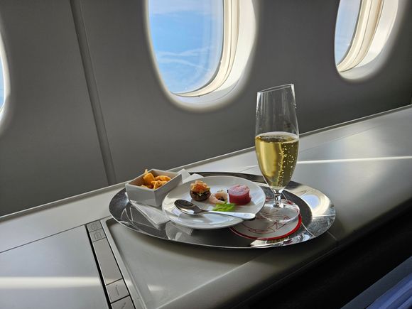 On board this amuse bouche was tasteless (except for the pointless gelee.)  I miss the caviar.
