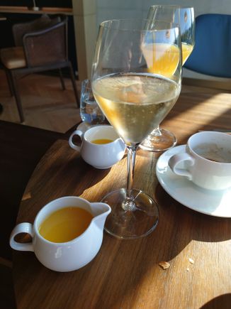Mimosas for breakfast seemed to come deconstructed 