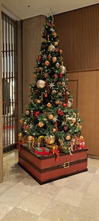 christmas tree in lobby area of  Hilton osaka