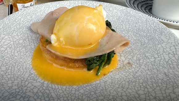Egg Benedict during breakfast