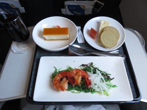 KBP - LHR. CE. Seared king prawns
