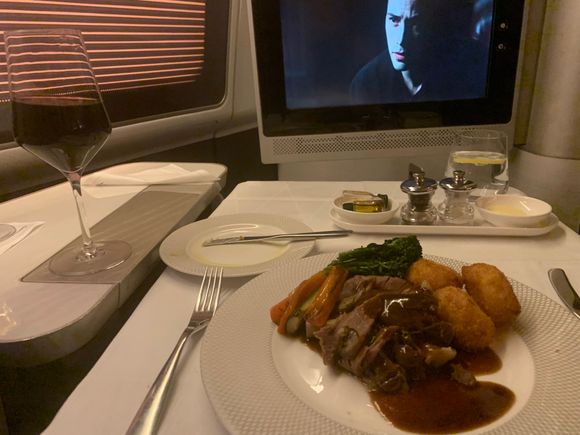 Tasty lamb shank on 280 yesterday night.
In different times running out of LPGS after takeoff and no vanilla ice cream loaded would have been a reason for outrage.
But grateful we made it despite Eunice and the worst turbulence experienced in years over Iceland. 
Just having plated warm meals and the FAs not dressed like ICU nurses makes BA a super premium airline these days