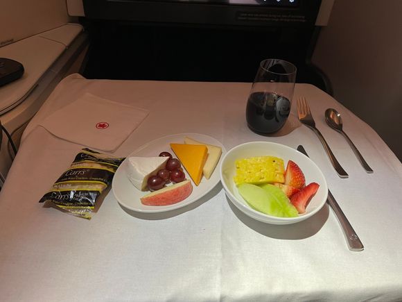 Cheese plate and fresh fruits