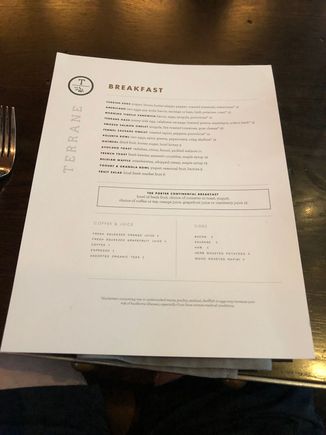 Breakfast menu