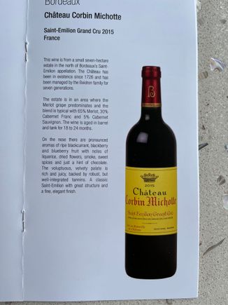 I liked this wine which was on both flights (actually all the wines were the same on the two flights)
