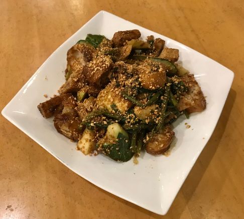 Rojak with extra tau pok ( fried bean curd )