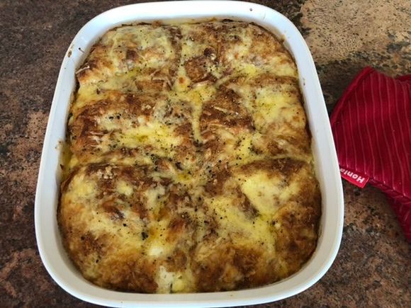 Nigella Lawson’s “French Lasagne” made with gruyere (her recipe calls for cheddar). 