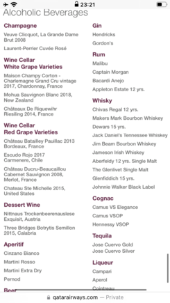 Wine list