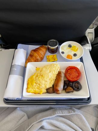 Breakfast - Full English, croissant, fruit and yoghurt