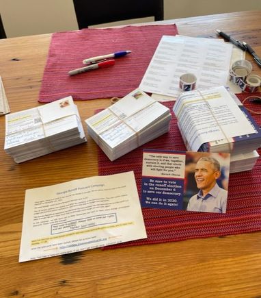 200 postcards written, 200 to go in the Georgia Runoff Postcard Campaign For Rev. Warnock!