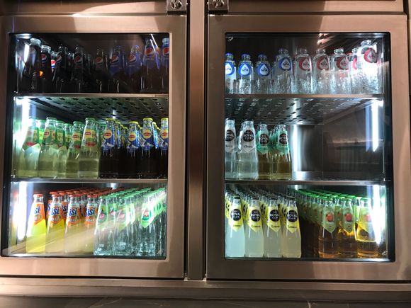 Fridge with Pepsi Co. Products ..... this hotel is owned by Marriott corp afterall :)