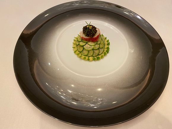 Lobster mousse with caviar & baby zucchini 