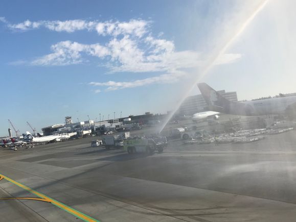 Water cannons welcome at SeaTac