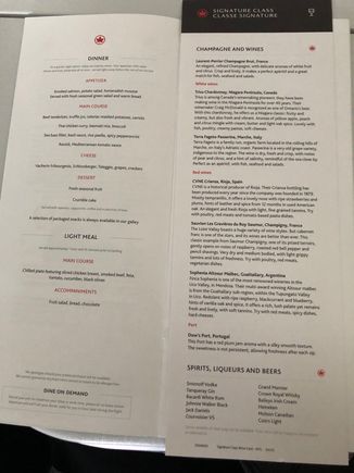 Menu and wine list. Two red wines listed were not correct - they were still serving the Tyrrell's Cabernet Sauvignon and the Ventoux. 