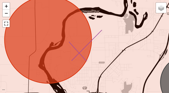 Red: Tornado. Purple: Runways