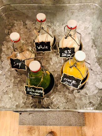 Drink choices at breakfast buffet