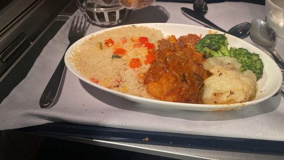 Main course, lamb tagine. Very tasty, but too much couscous for my liking