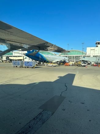 We sat next to a few PJs and a AS 737 while waiting for ramp crew/gate space.
