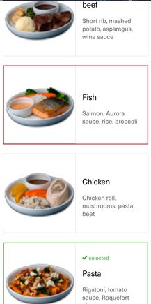 MEX-LHR entree choices 
