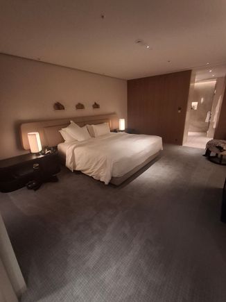 The bedroom in the suite