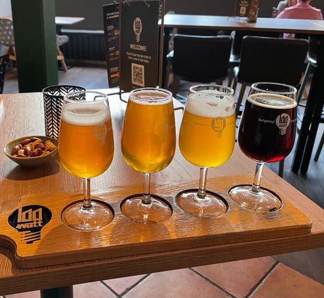 I’m in Eindhoven tonight and earlier today enjoyed this flight from a little brew pub called 100 Watt.  It was the perfect dinner. Weakest beer here is 7.6% and the one on the right is 10%, but they all went down easy. I could have done without the second from left which was a rice beer. Anyway, an experience. 