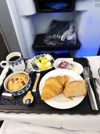 The breakfast. Nothing blowing me away, but edible nonetheless. Little jar of jam came later, they forgot to add those to the trays.