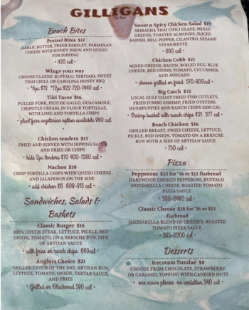 Poolside Food Menu