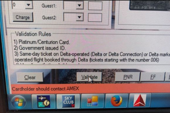 This is the error message shown on the lounge agents’ PC