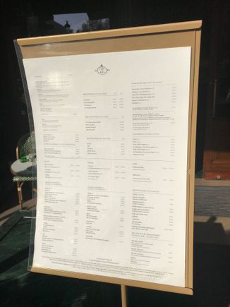 Terrace menu / pricing