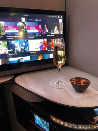 Nuts and champagne after take off