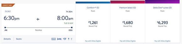 Price on Feb. 25 for JFK to CDG on May 9, 2022.