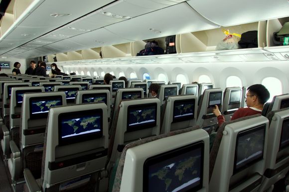 Rear cabin section of EVA Air's 787-10