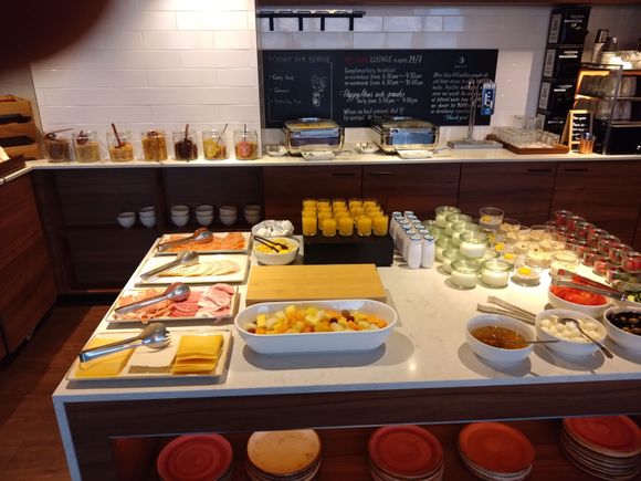 Breakfast buffet in lounge.