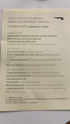 Concorde Terrace Menu