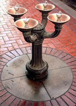 One of the many Benson Bubblers iconic bronze drinking fountains around the city