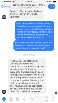 Hello, Jose! The hotel is not violating our Terms and Conditions. It states that they may include suites, "subject to availability and identified by each Participating Property". The hotels are not required to provide suite rooms as upgrades. We are sorry that you are disappointed with this; however, it does not violate our T&C. If you have any further questions, please let us know!