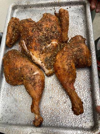 After an hour on the Traeger. 