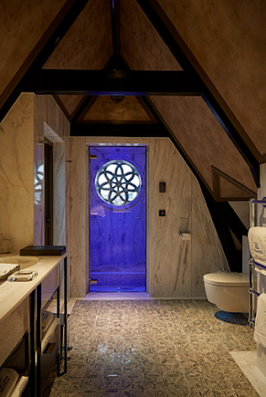 Suite 406 shower gothic window