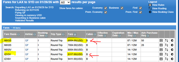 LAX-SYD fare