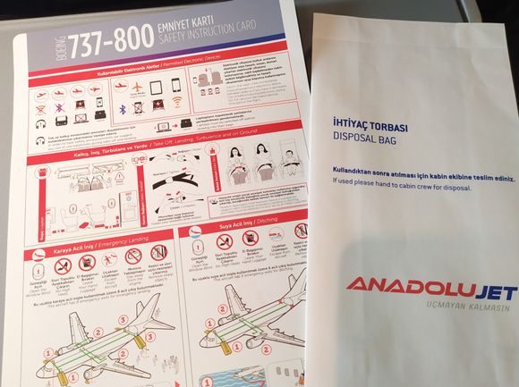 Safety card and waste bag