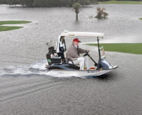 Pictured -  @realDonaldTrump flooting across his moot in his little boot.