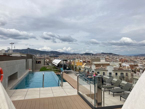 View from upper pool deck towards rooftop restaurant 173