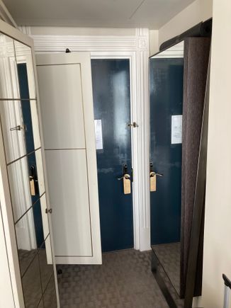 Entry into the room is somewhat of a tight fit, left the closet 