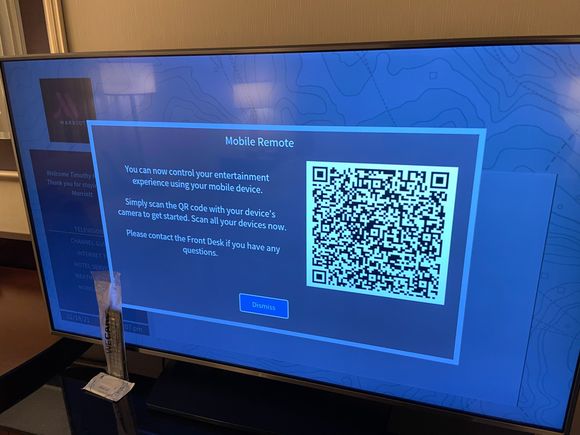QR code on TV for controlling via phone.