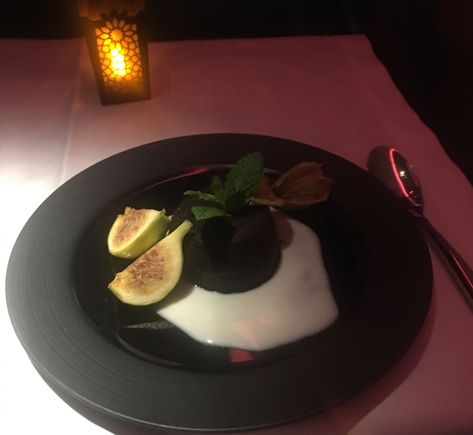 Sticky toffee and date pudding with fig (warm dessert)