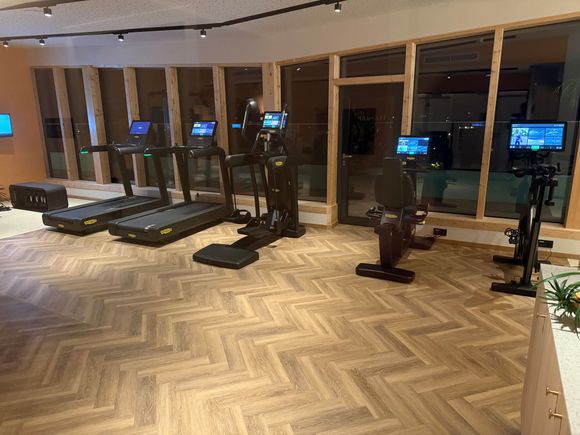 The gym located on the top floor.