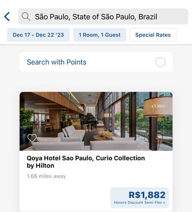 Hilton mobile app rate for same days 