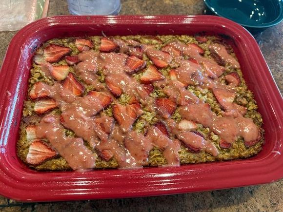 Brown butter strawberry baked oatmeal